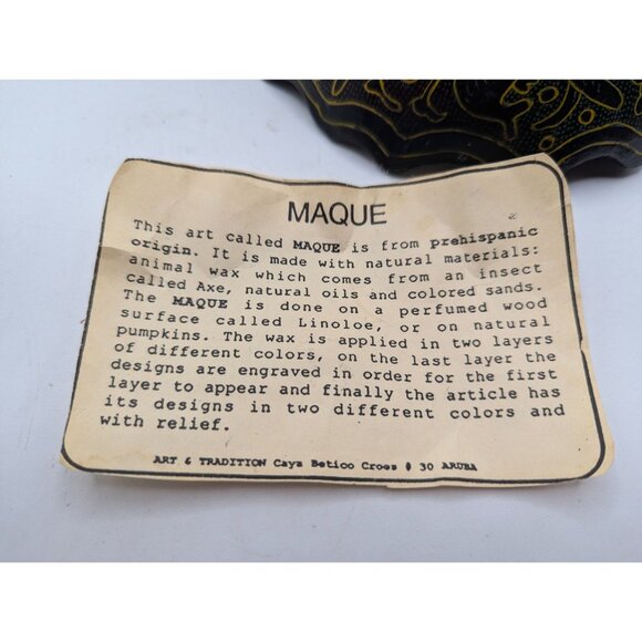 Handcrafted Maque Decorative Gourd With Intricate Carvings & Natural Wax Finish - Picture 4 of 13